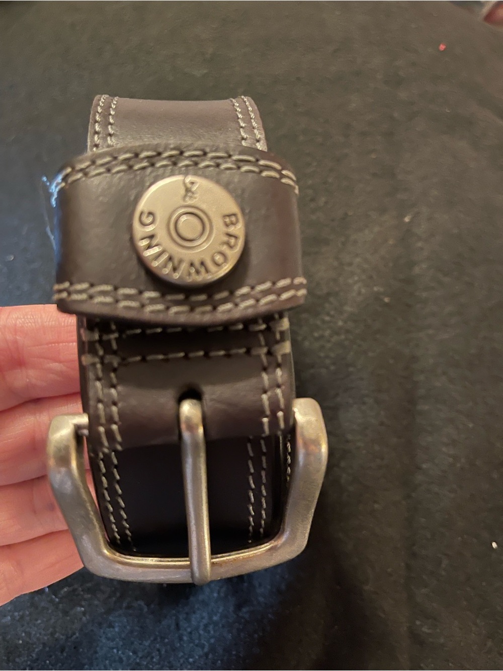 Men’s Browning Brown Leather Belt with Contrast Stitching
